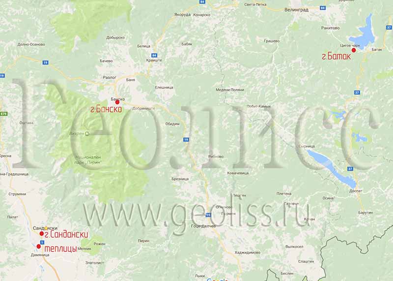 Поиск термальных и минеральных вод в Болгарии. Обзорный план района работ